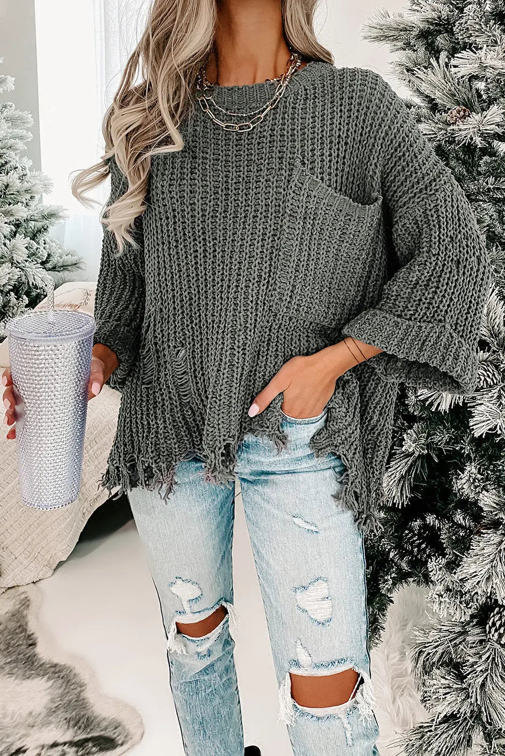 Luxuriöser Strickpullover Für Frauen
