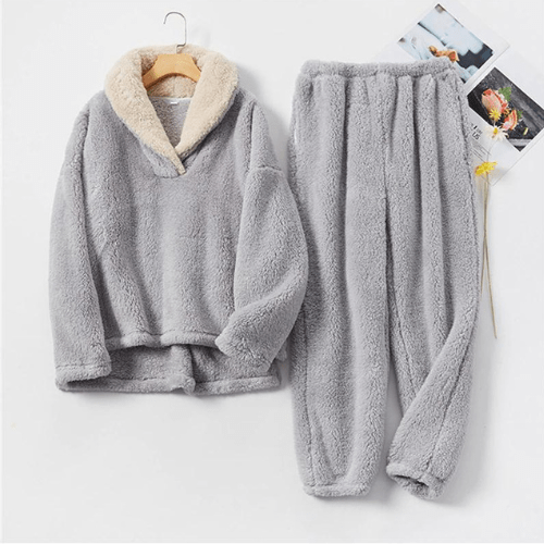 Flauschiger Nacht-Fleece-Pyjama Für Frauen