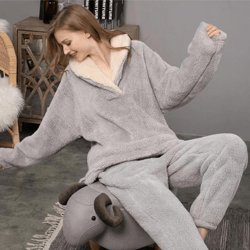 Flauschiger Nacht-Fleece-Pyjama Für Frauen