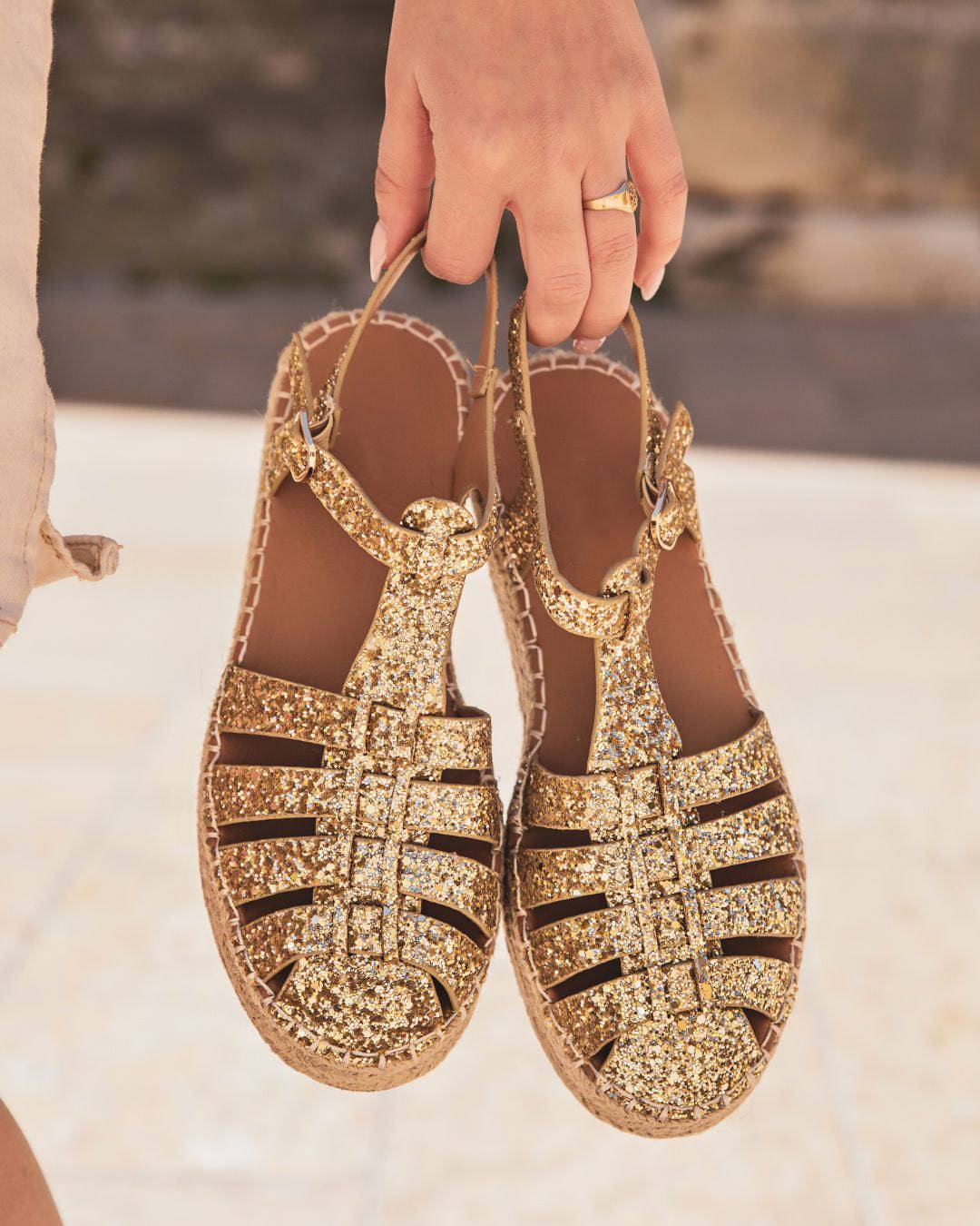 Viretta | Glitzernde Plateausandalen Damen