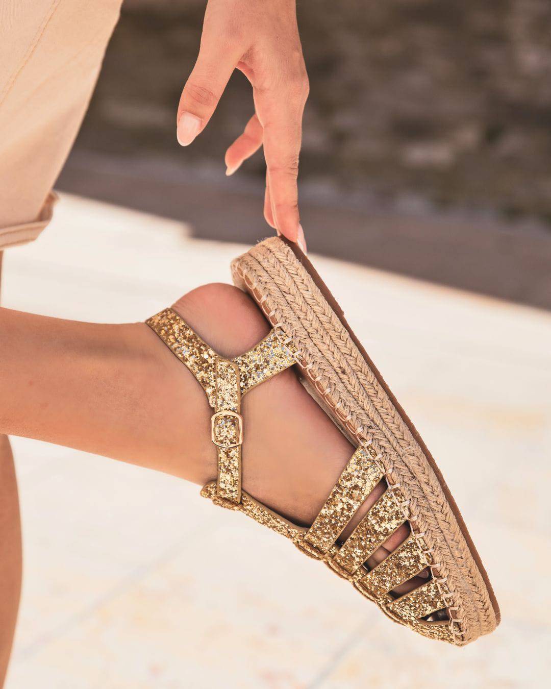 Viretta | Glitzernde Plateausandalen Damen