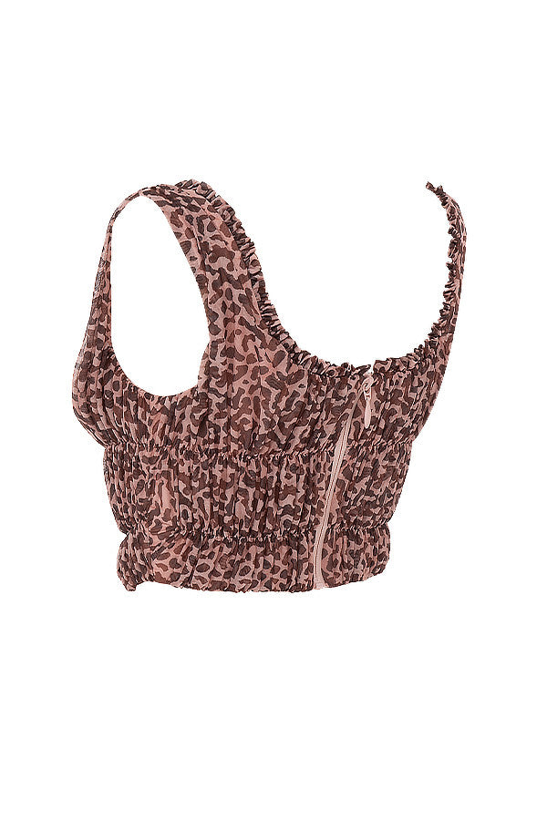 Corsage mit Animal Print und Rüschen für Damen