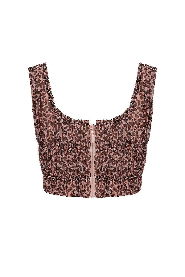Corsage mit Animal Print und Rüschen für Damen