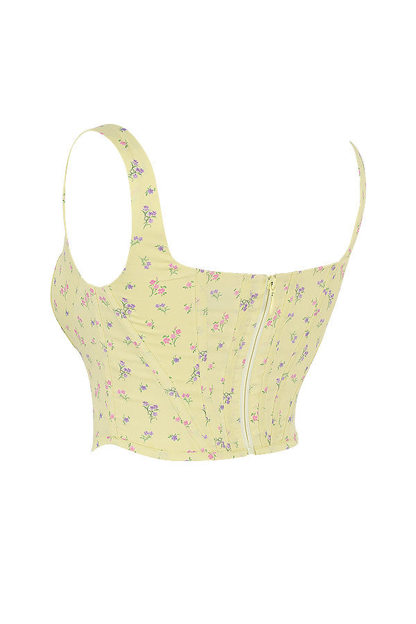 Corsage mit Zitronenblumen Print und frischer Eleganz für Damen