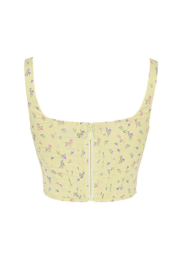 Corsage mit Zitronenblumen Print und frischer Eleganz für Damen