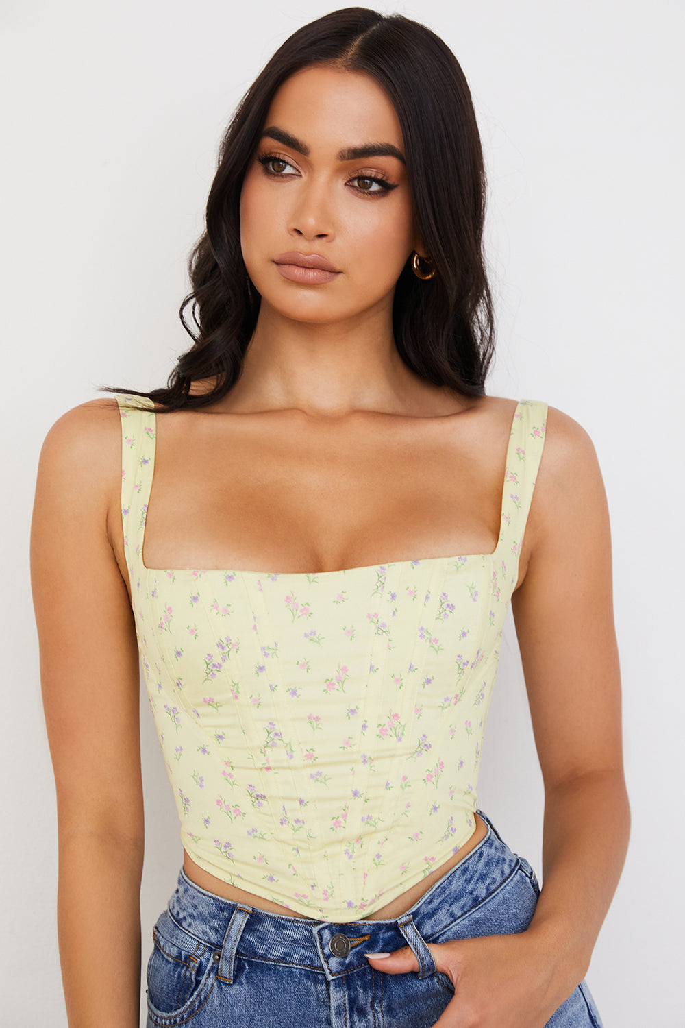 Corsage mit Zitronenblumen Print und frischer Eleganz für Damen