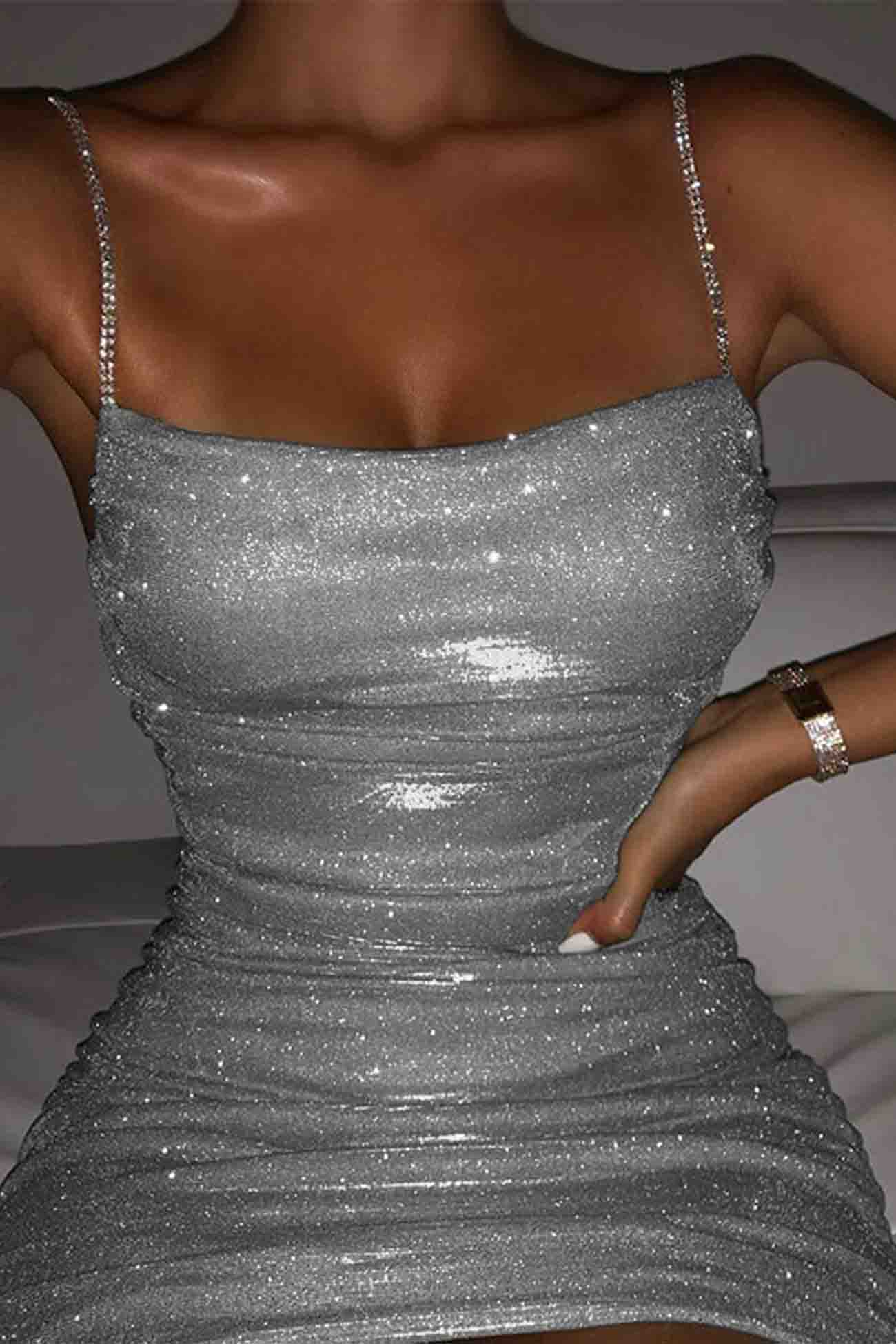 Cami-Kleid Mit Strass Und Raffung Für Frauen