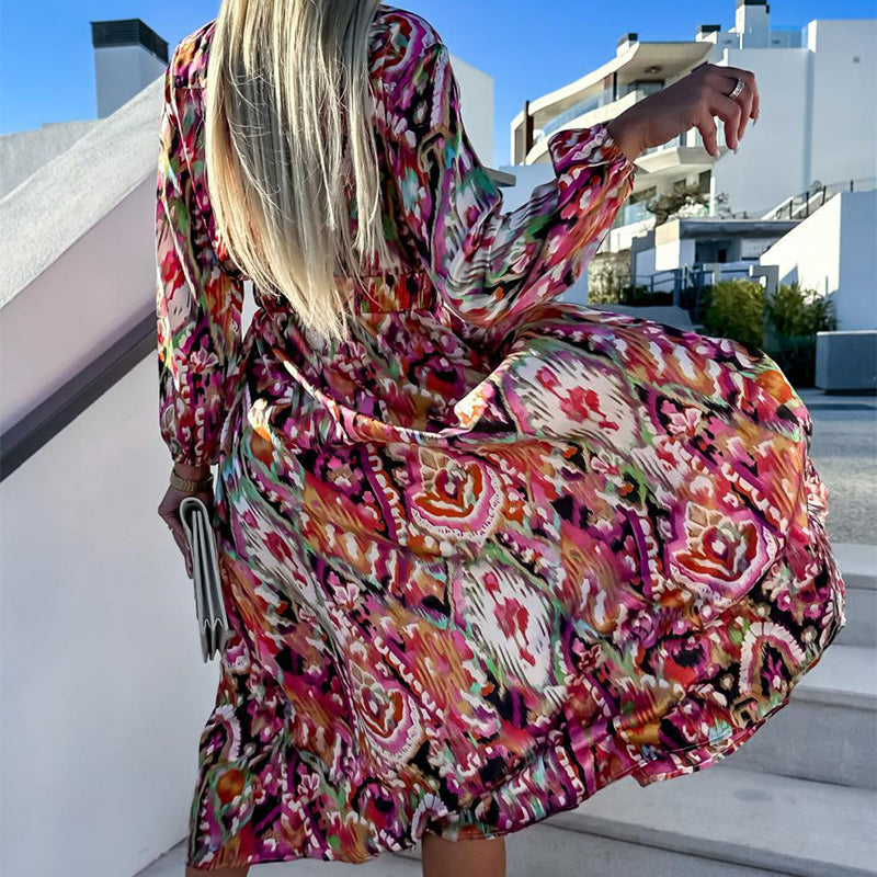 Aurora™ – Langärmeliges Kleid mit elegantem Print [50% Rabatt]