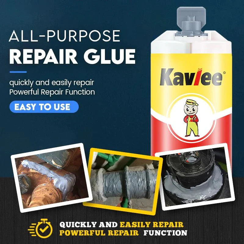 All-purpose repair glue 100ml tube with multiple application examples shown