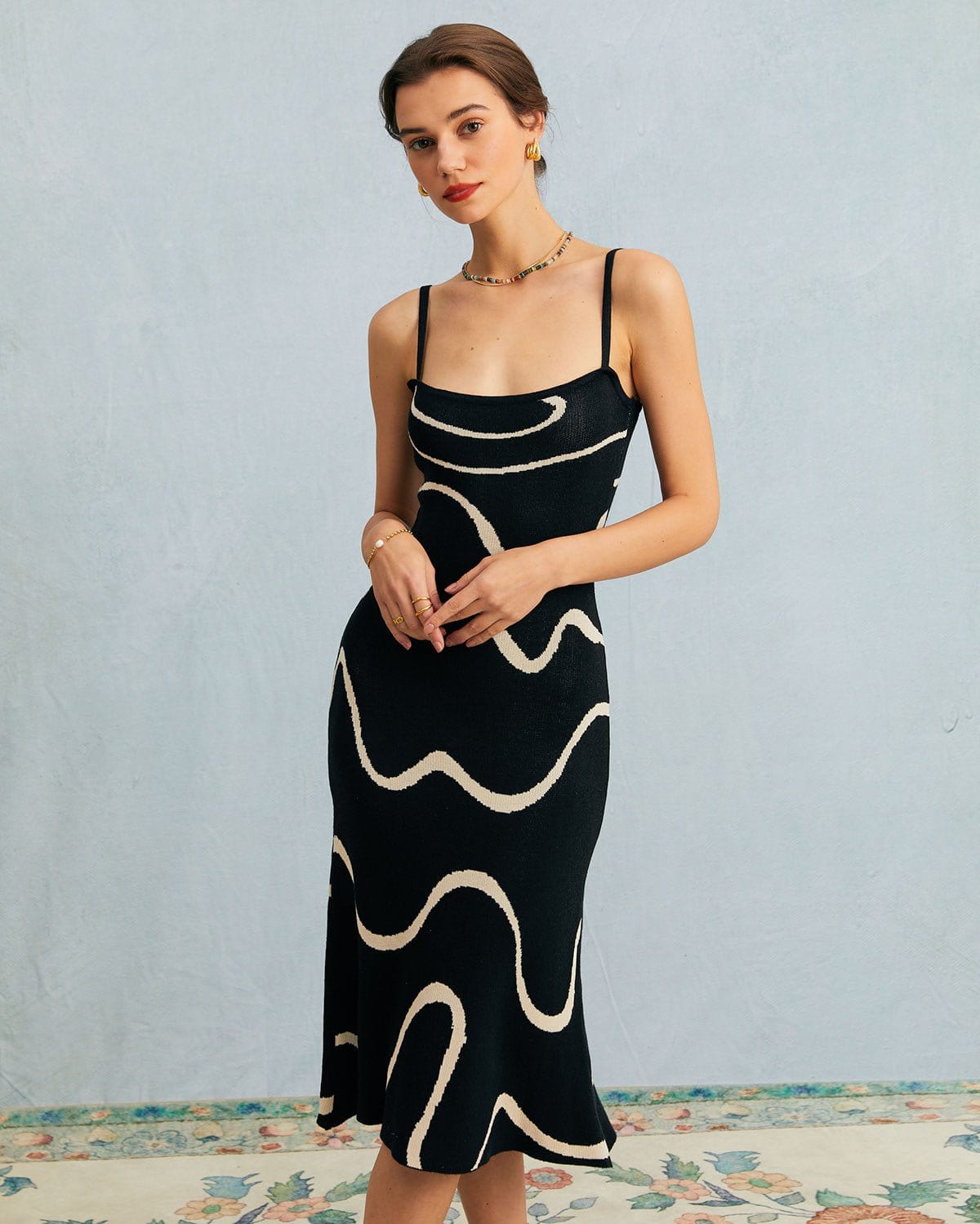 Alina | Schwarzes Eleganz Midikleid