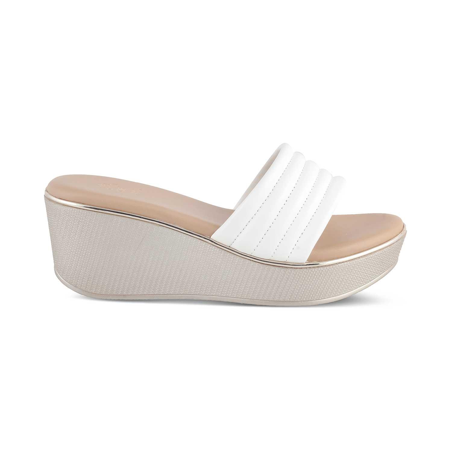 Aya | Weiße Keilabsatz-Sandalen Damen