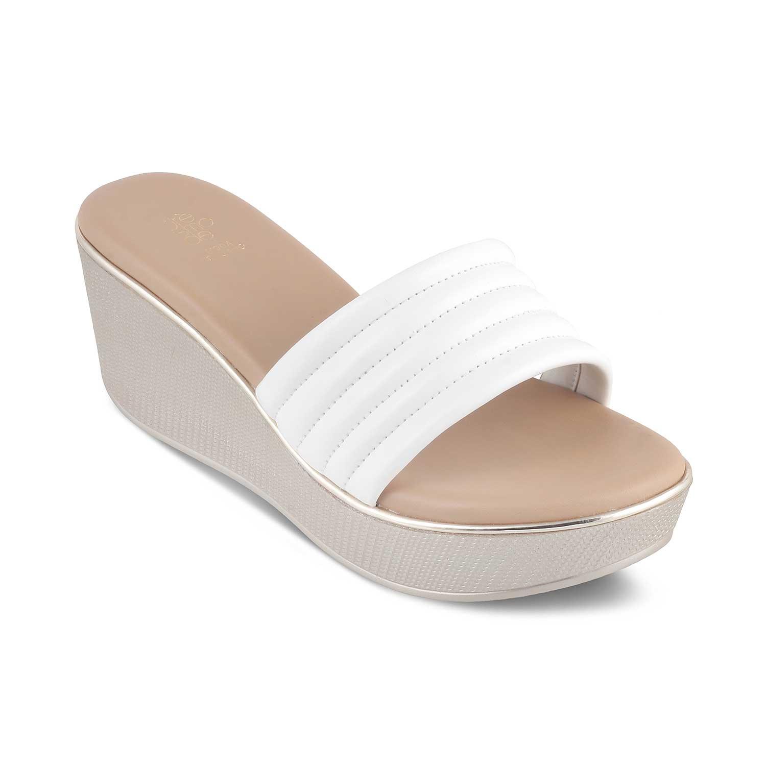 Aya | Weiße Keilabsatz-Sandalen Damen