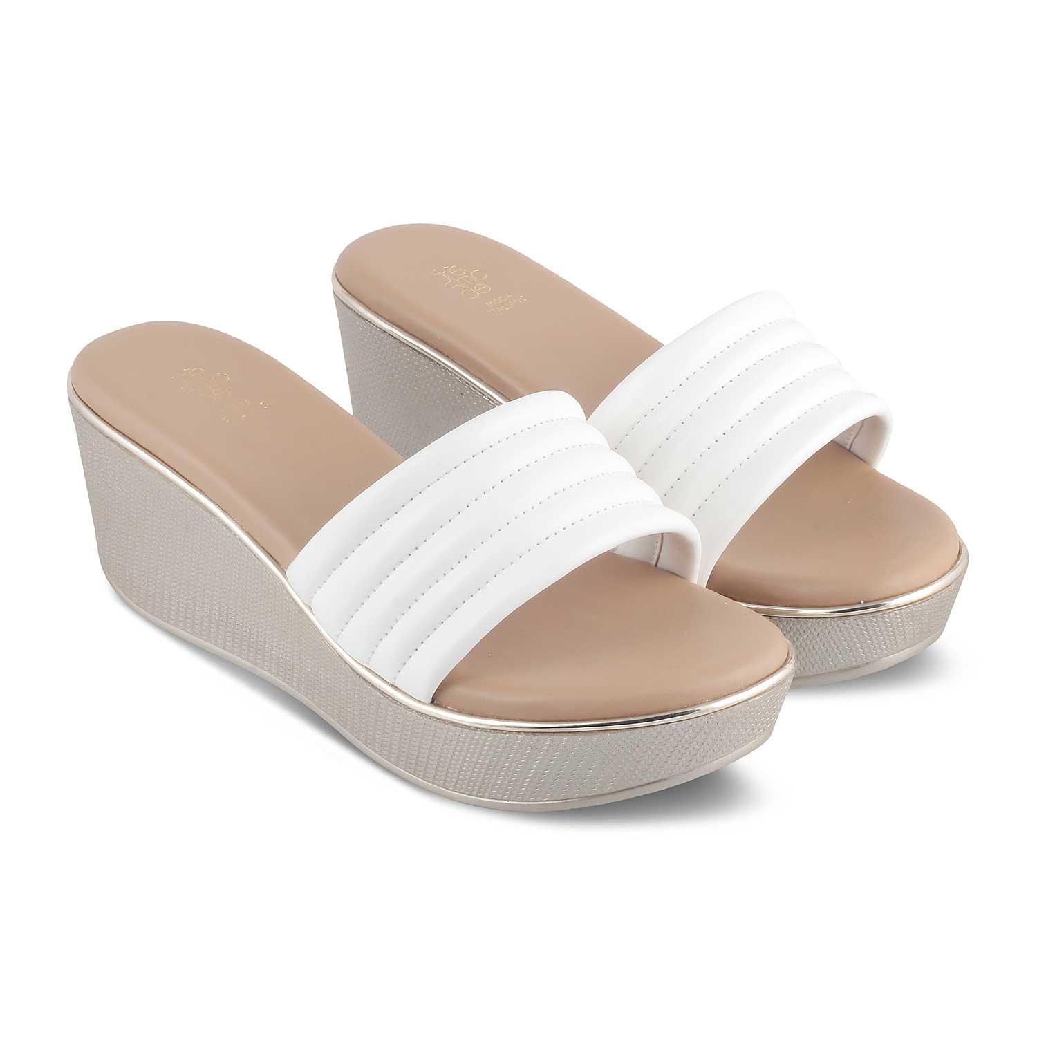 Aya | Weiße Keilabsatz-Sandalen Damen
