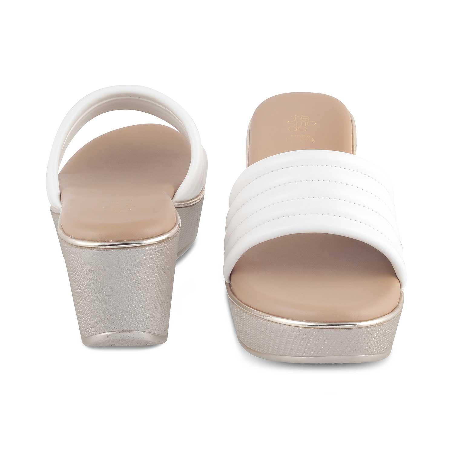 Aya | Weiße Keilabsatz-Sandalen Damen