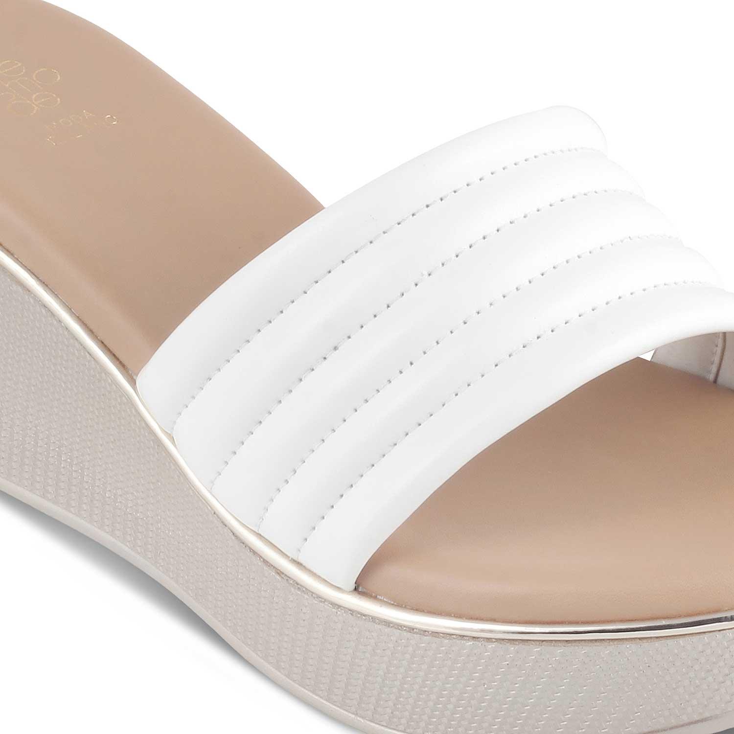 Aya | Weiße Keilabsatz-Sandalen Damen