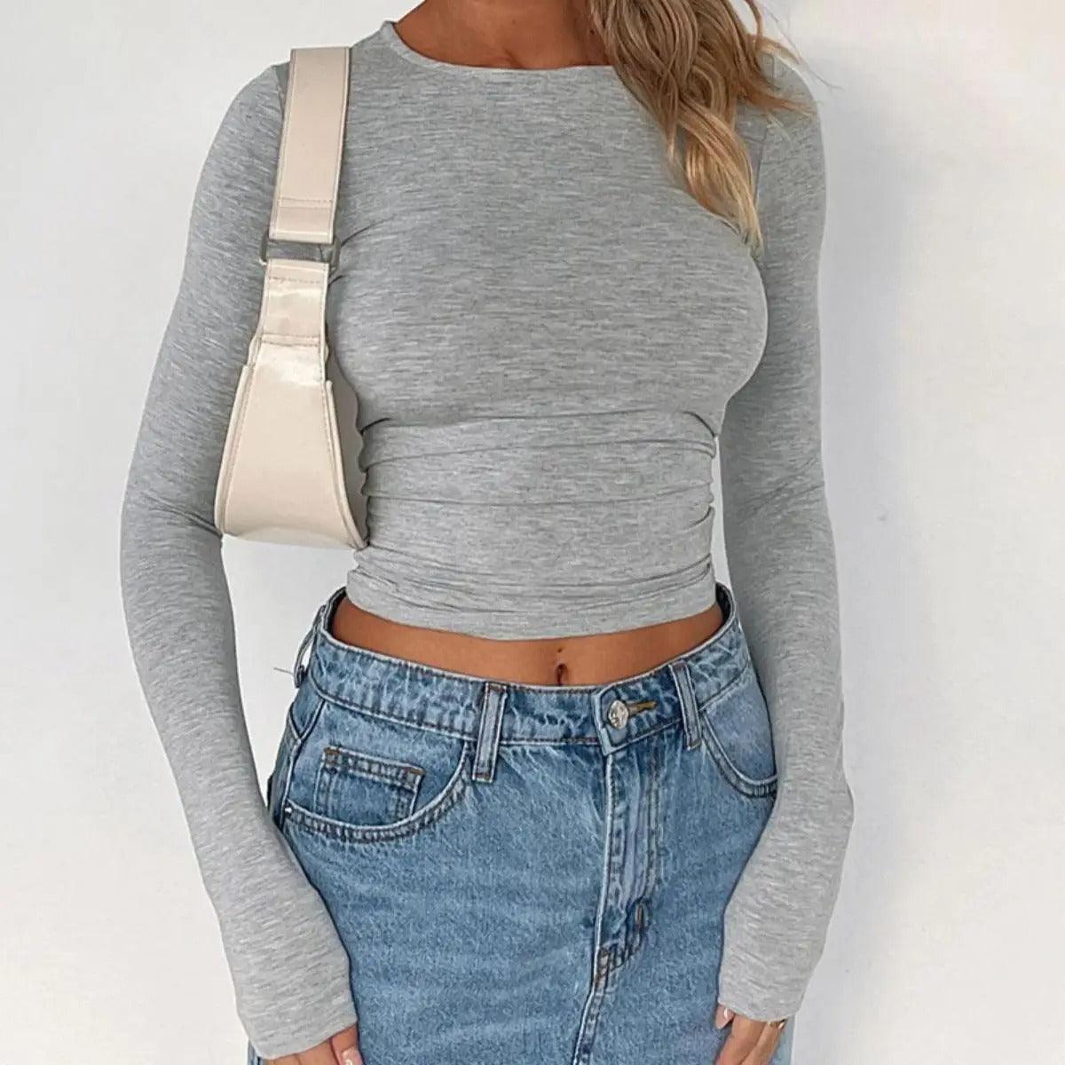 Schickes Langarm Slim Top mit figurbetontem Schnitt für Damen