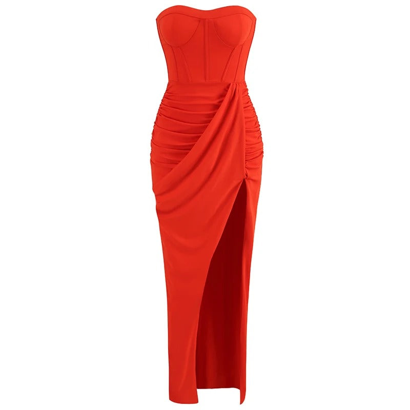 Auffälliges Pinkes Maxikleid mit Carmen Ausschnitt für Frauen