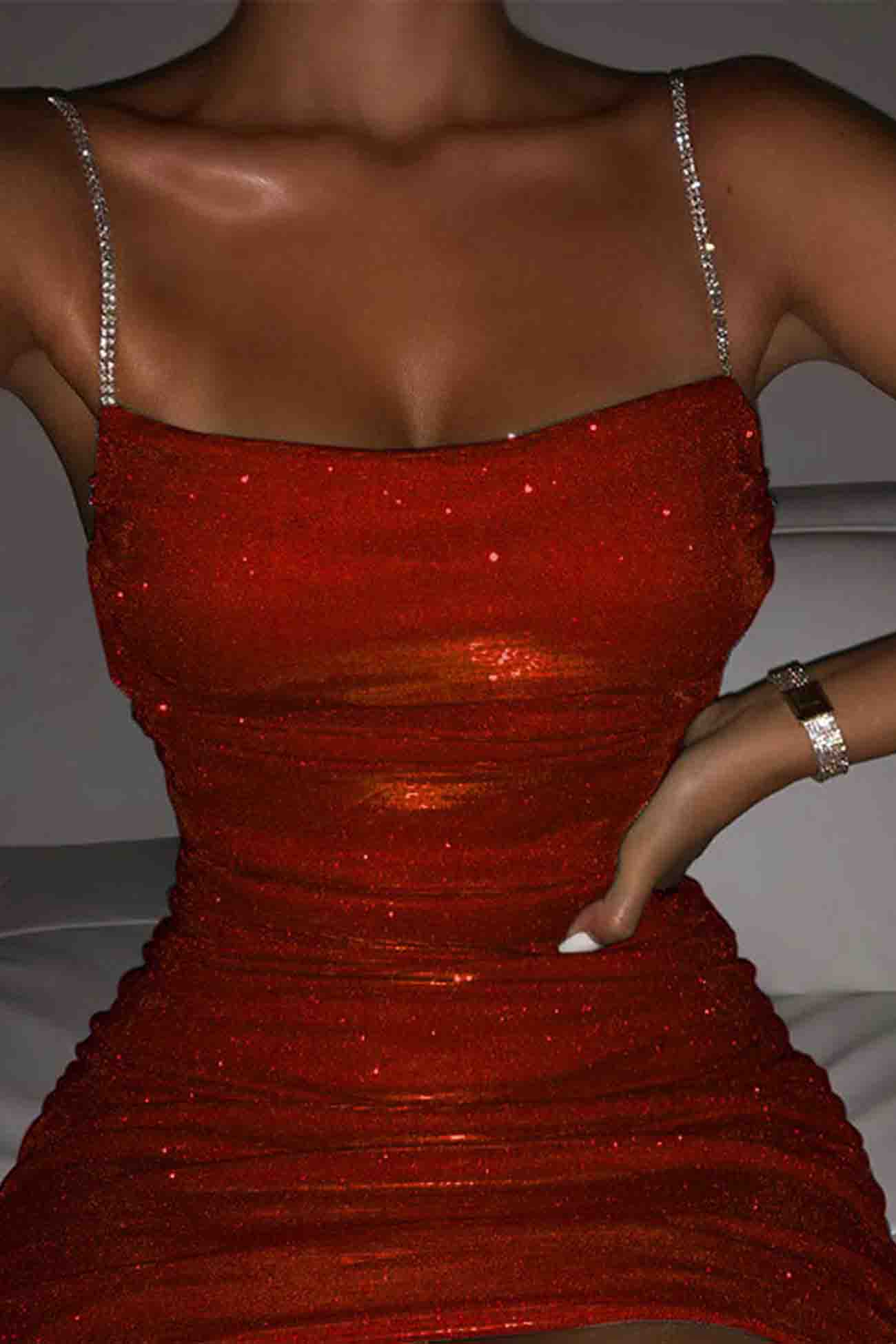 Cami-Kleid Mit Strass Und Raffung Für Frauen
