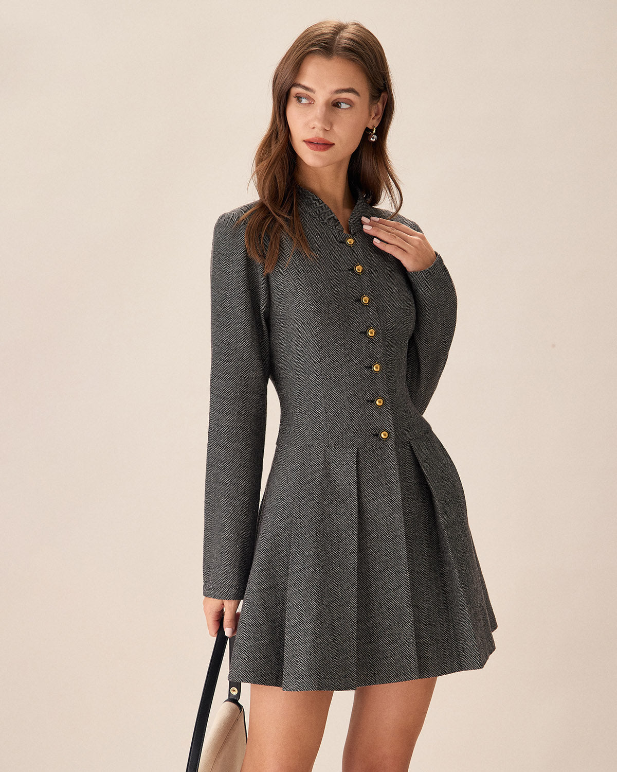 Addilyn | Falten Mini Kleid Grau