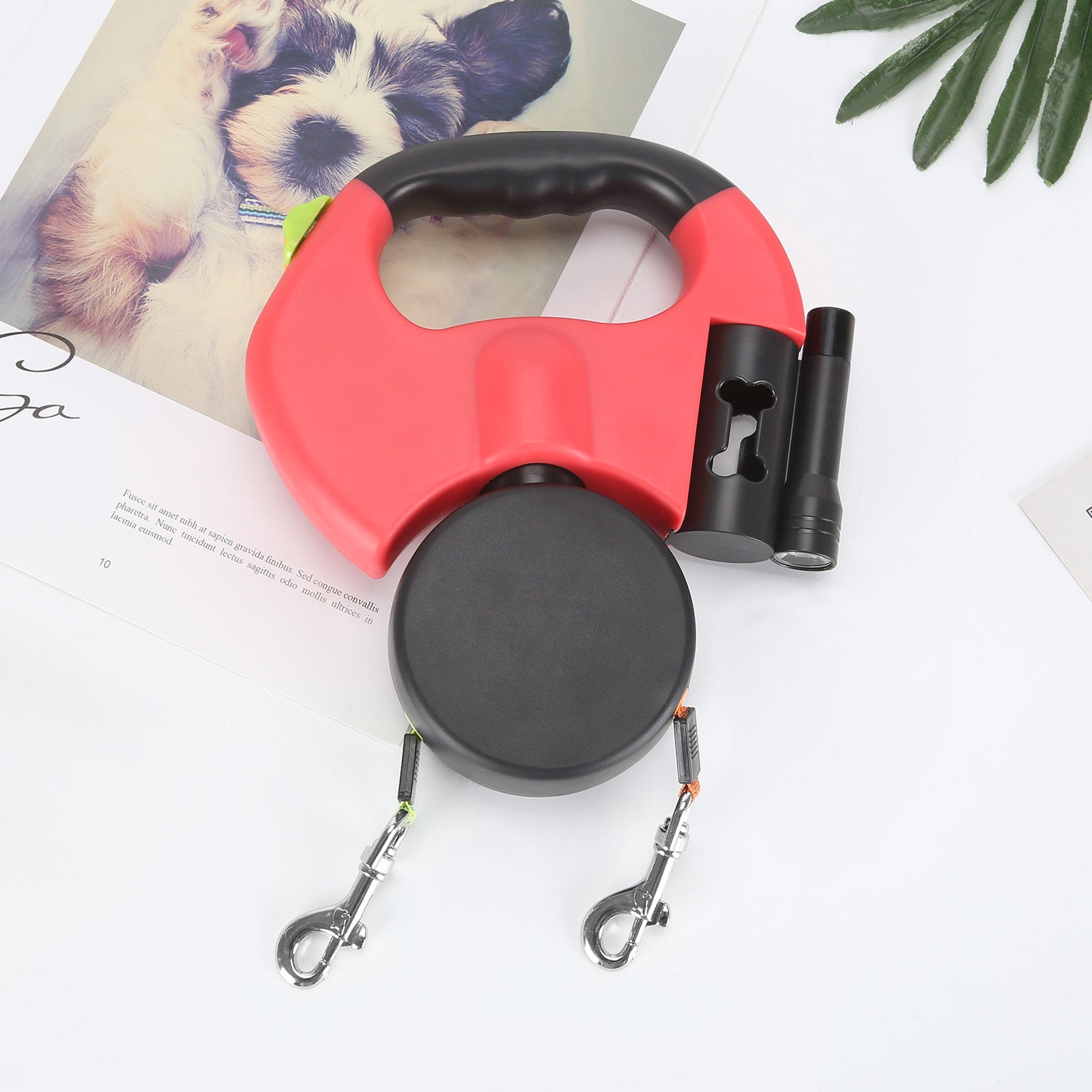 Doppelte Einzieh-Hundeleine mit LED-Taschenlampe – Zwei Hunde gleichzeitig führen product image 6
